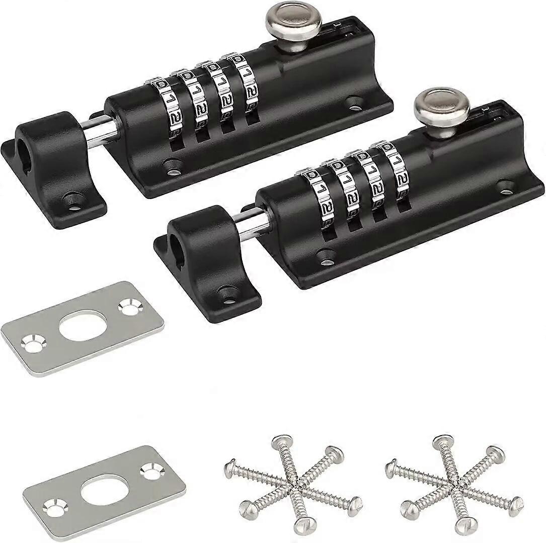 Combination Lock Hasp, Waterproof-2 Pcs Coded Door Lock, Waterproof 4-Digit Combination Lock with Security Fixing Screws for Cabinet, Garage, School