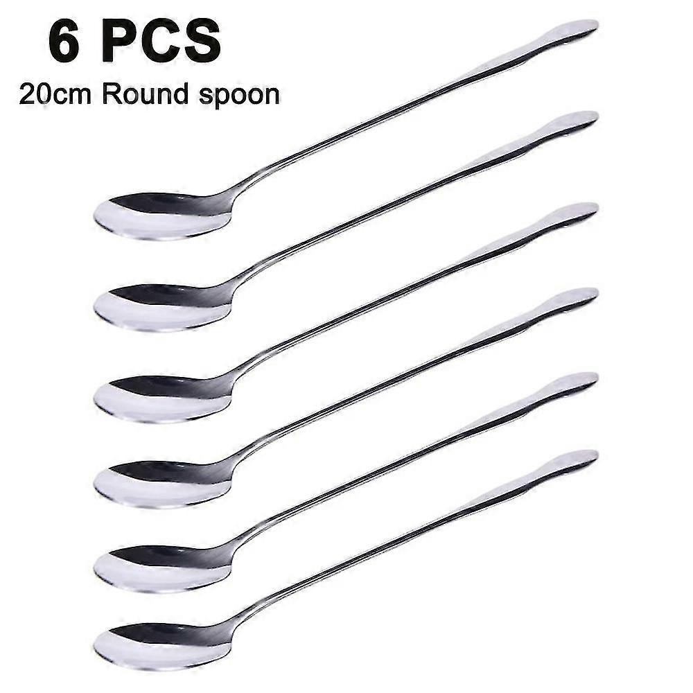 6pcs Edelstahl Langer Griff Löffel, Besteck Eislöffel Set