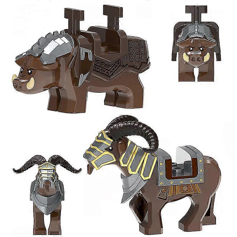 2 stuks middeleeuwse bouwstenen Hobbits mount geiten zwijn modelbouw speelgoed kindercadeau
