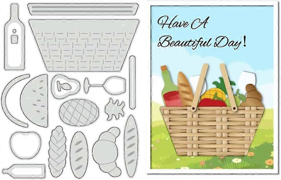 Picnic Basket Cutting Dies Stencils Bread Pineapple Basket Die Cuts DIY Craft Embossing Template for Card Making Photo Decorative Paper Scrapbooking 0