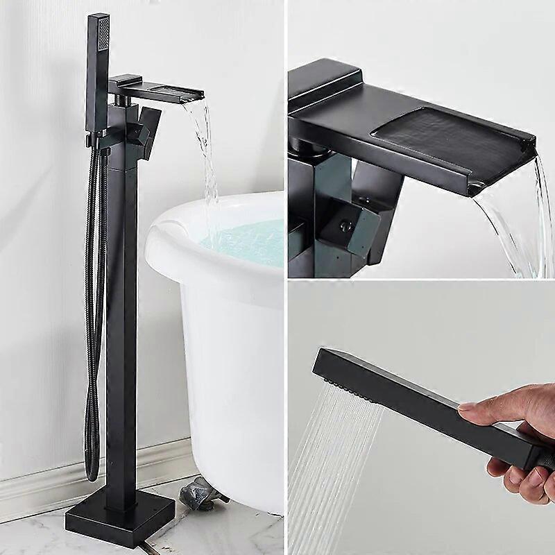Gulv Stående Badekar Tap Bad Dusj Sett Stående badekar Tappekran Rotere Foss Tut Varmt / kaldt vann blandebatterier