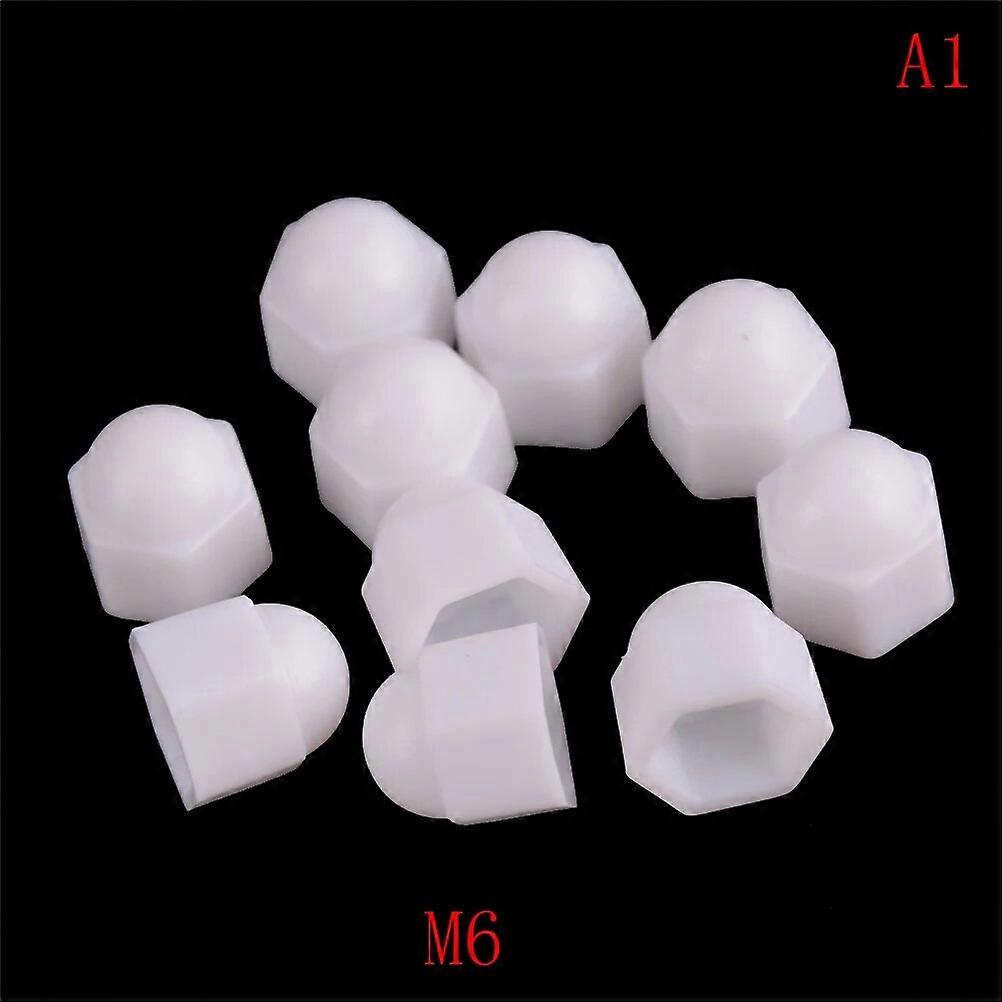 10x M6 M8 M10 M12 Cúpula blanca Tornillo De protección Tapas Cubierta Hexagonal Hexagonal