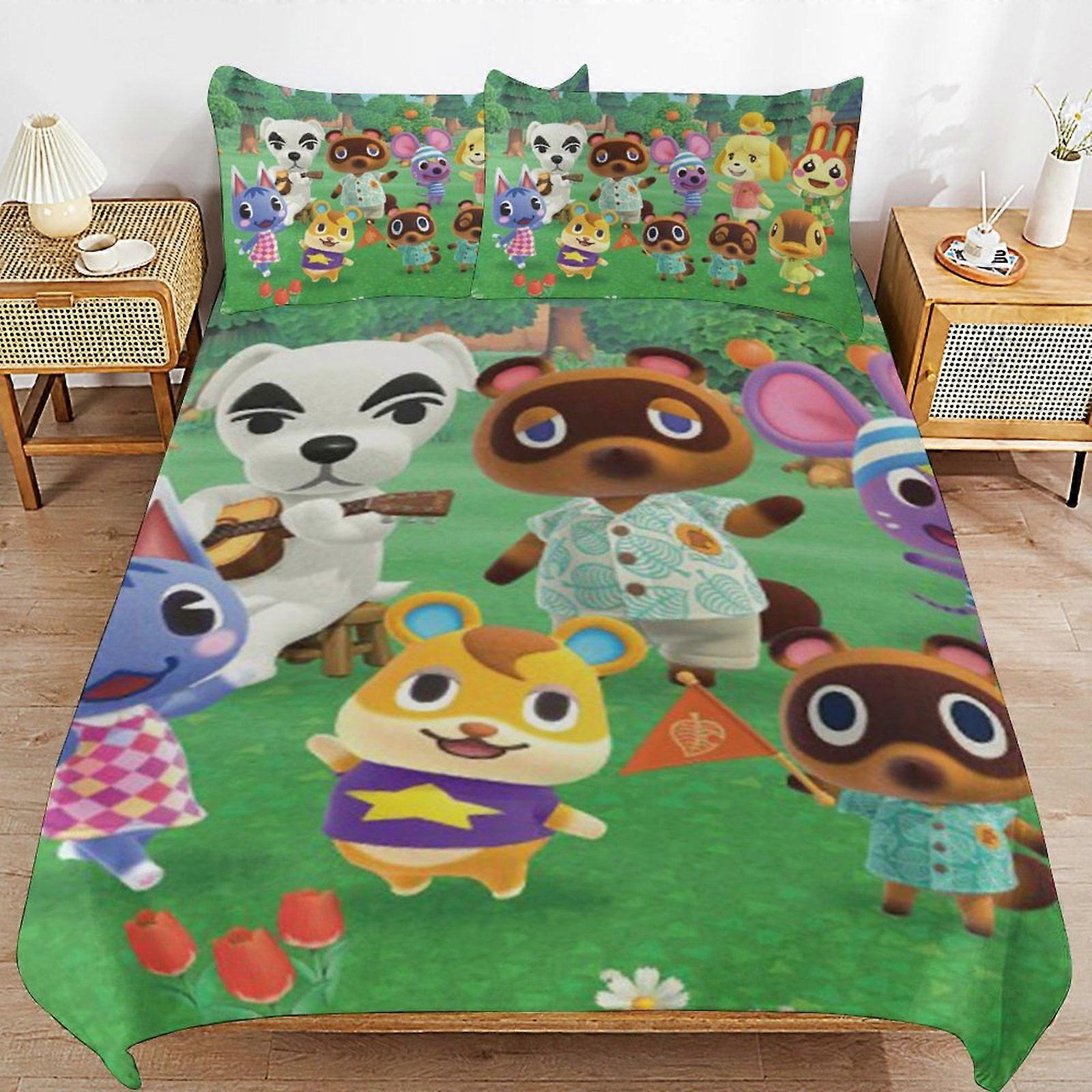Bedding set GD190 Animal Crossing Comforter Set 3 Pieces Quilt Cover Set Soft Bedding Sets for All Seasons (1 Comforter  2 Pillowcases) HZ190