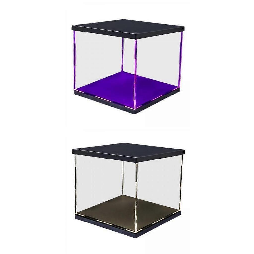 2 PCS Clear Plastic Display Showcase with LED Light Box for Model Dustproof