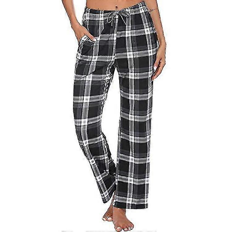 Herren Pyjamahose mit Taschen, Herren Soft Flanell Karierte Pyjama Schlafhose