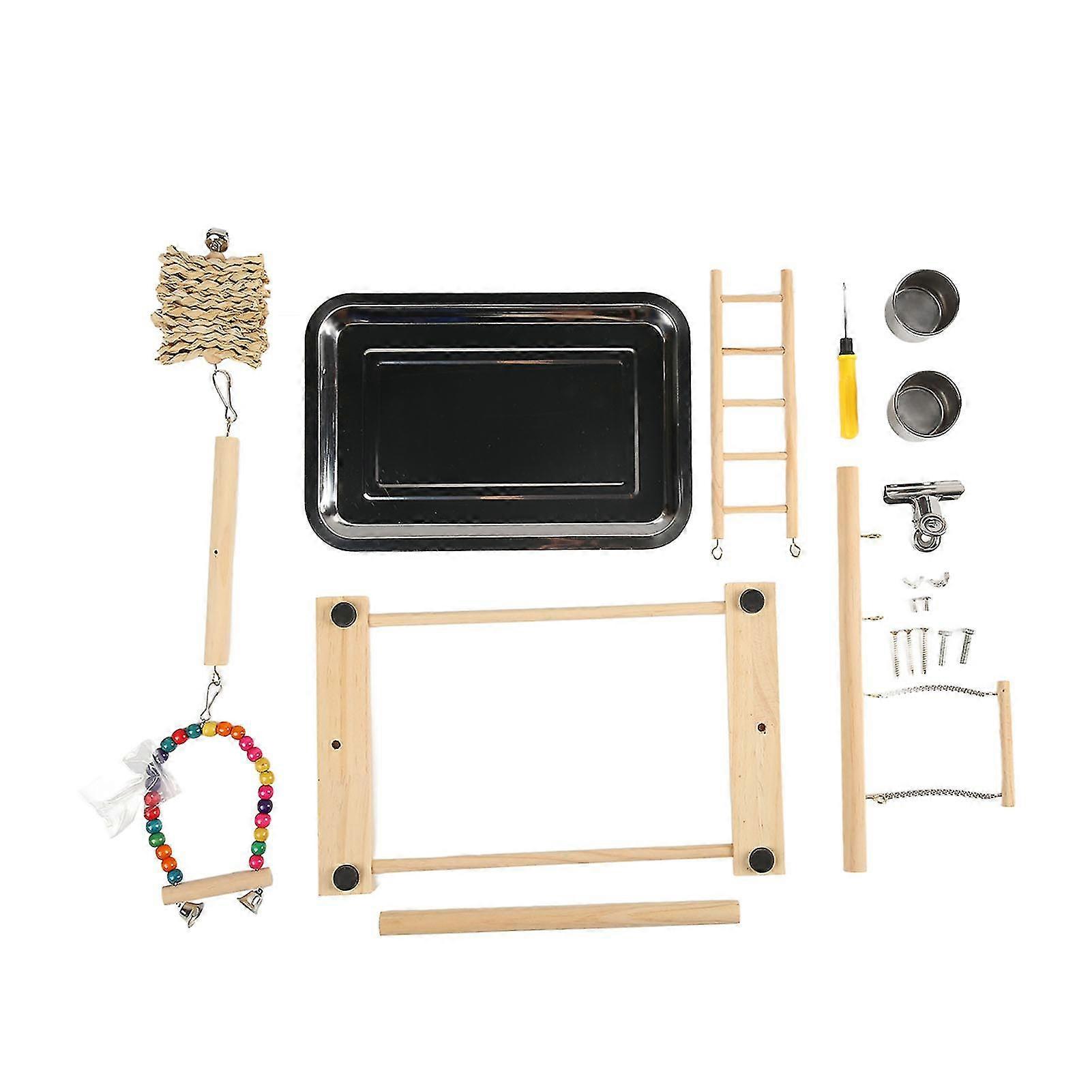 Wood Parrot Playstand - Safe and Bite Resistant Bird Playground to Relieve Boredom for Birds and Parrots