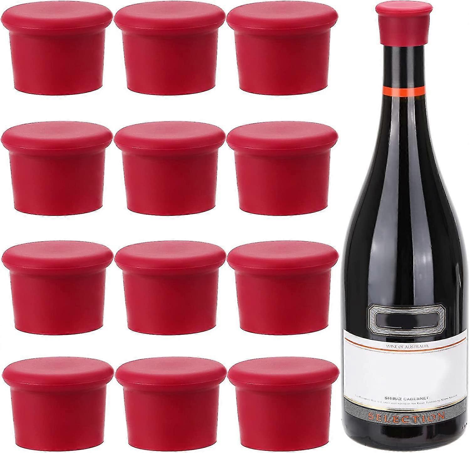 12 Pcs Silicone Wine Stoppers To Replace Cork For Glass Champagne Bar Tools Bottles Caps Red