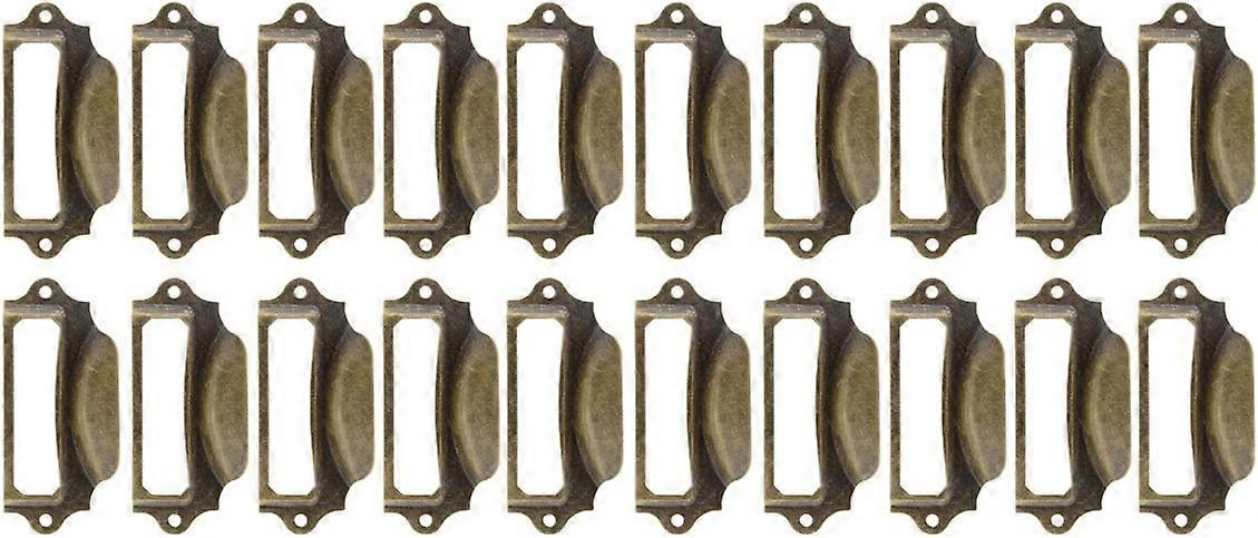 Antique Drawer Label Pulls Cabinet Frame Handle Name Card Holder with Screws (20pcs, bronze)