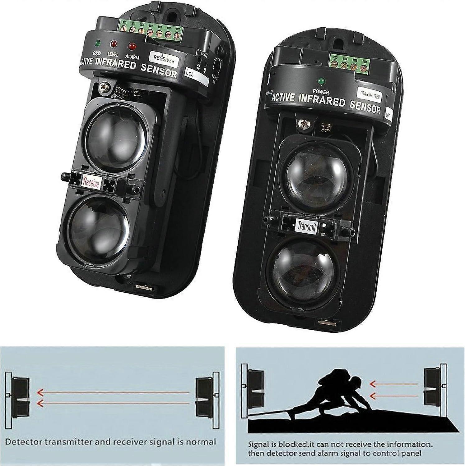100M Photoelectric Double Beam Active Infrared Detector Home Security Alarm Sensor Infrared Detector-2