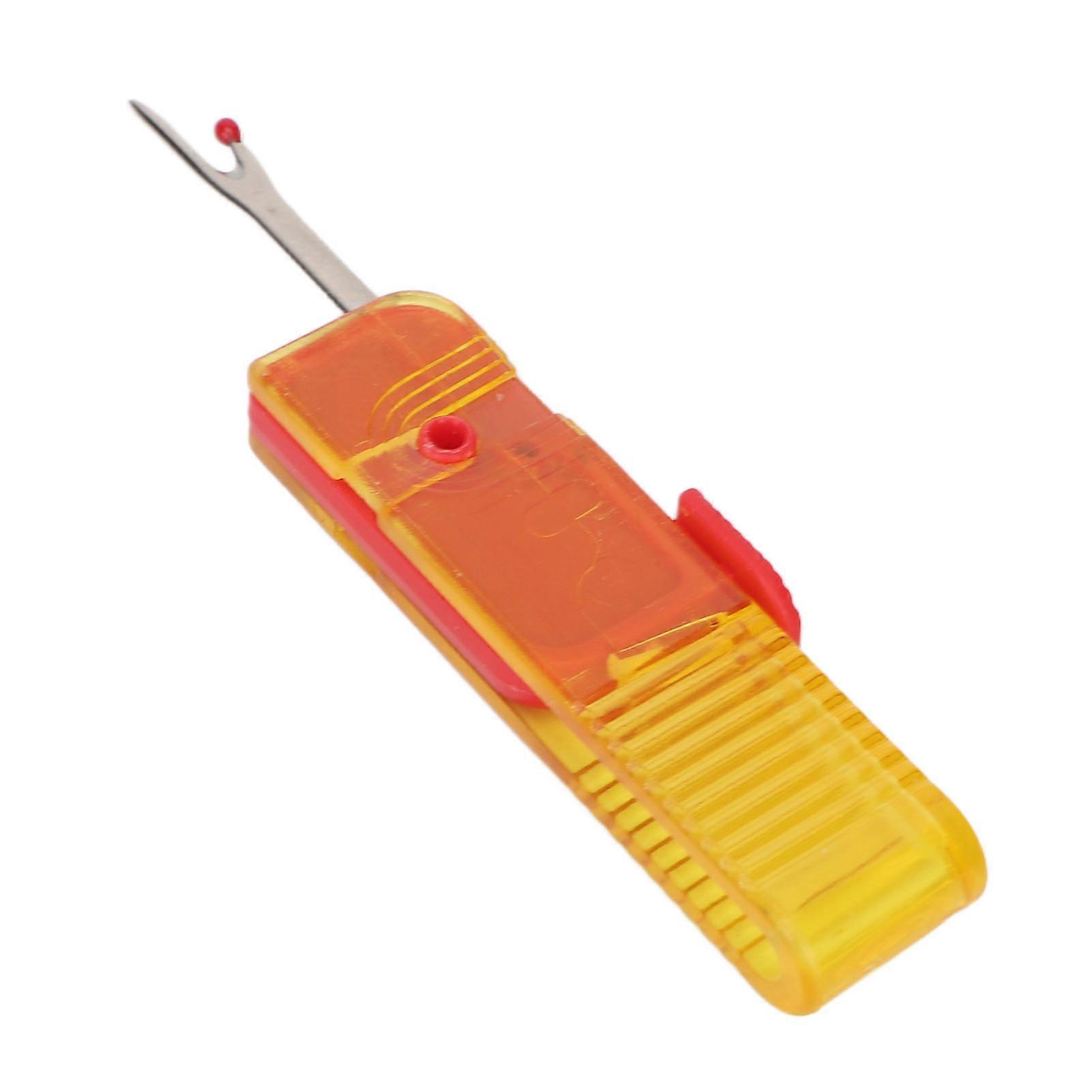 5pcs Folding Seam Rippers - Portable Thread Remover Tool With Clear Safety Cap, Yellow Handle For Sewing & Crafts