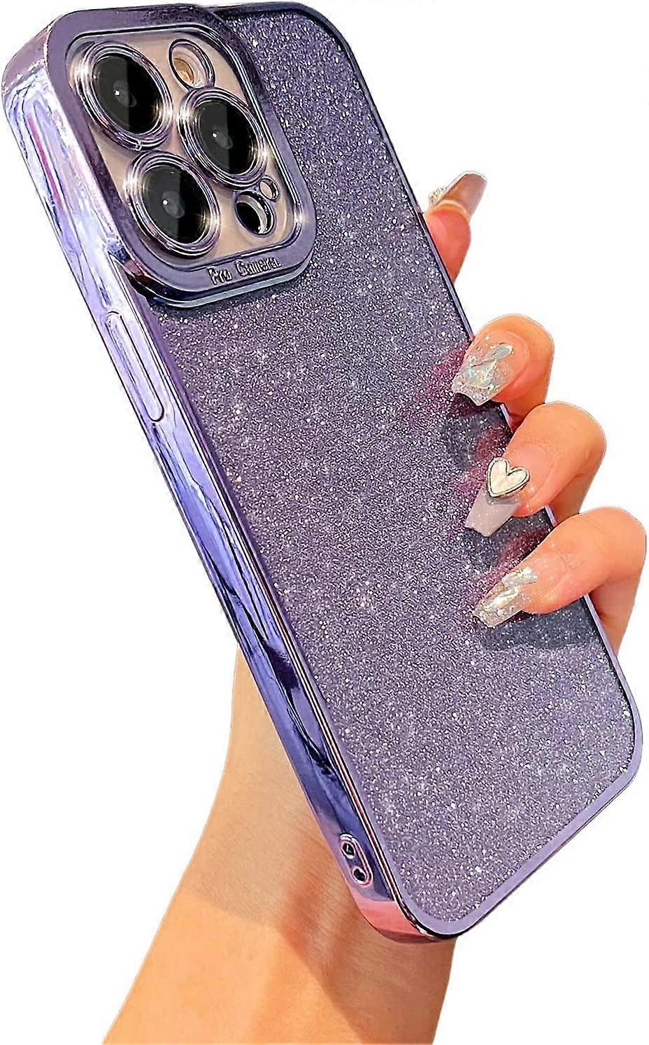 Compatível com iPhone 14 Pro Max Case para Mulheres Meninas, Glitter Luxo Bonito Revestimento Flexível, Capa de Telefone Protetora de Lente de Câmera Completa à Prova de Choque para 1