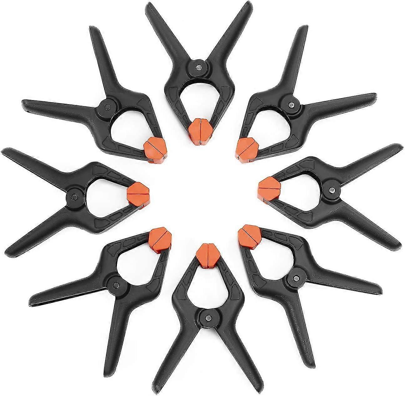 Set Of 8 Plastic Spring Clamps With Openings Up To 25.4 Mm, Clamps For Decorating, Carpentry And Photography Studios