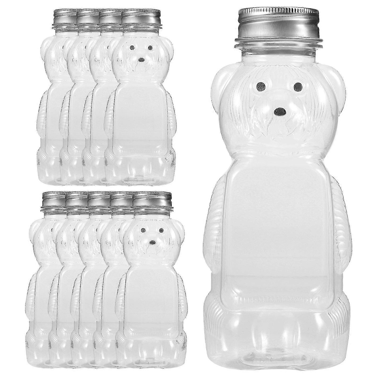 10 Pcs Clear Bear Shape Juice Bottle Plastic Bear Honey Bottle Empty Bear Juice Bottle