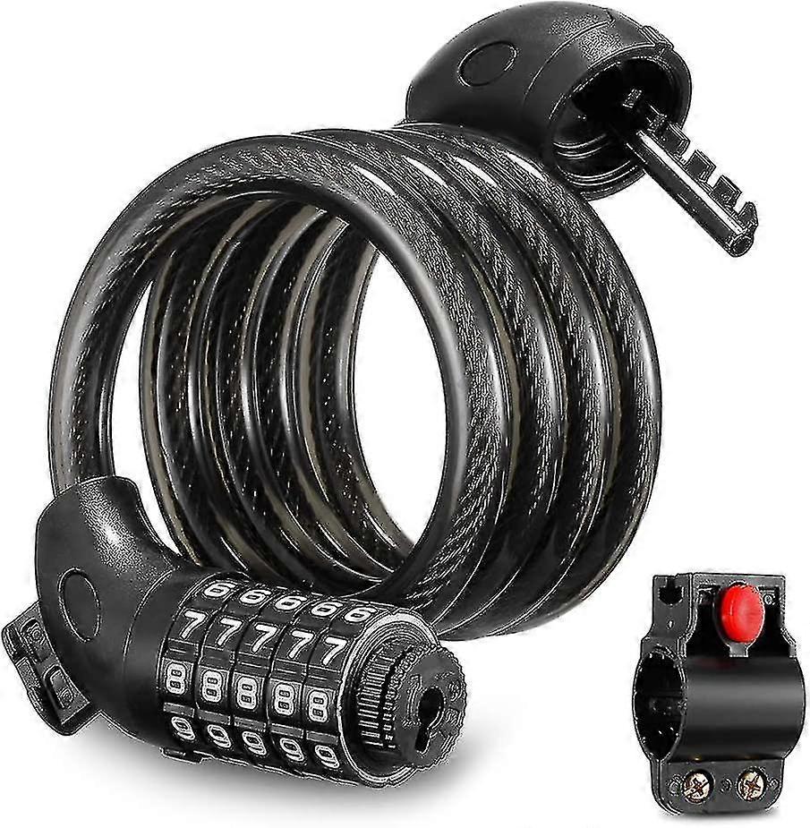 Bicycle Lock, Anti Theft 5 Digit Smart Code Adjustable Chain Cable PadBicycle