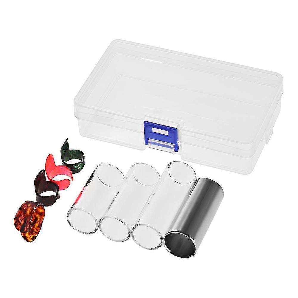 Guitar Slides Set Includes 3 Glass Slides (5.1cm/ 6cm/ 7cm) + 1 Stainless Steel Slide (6cm) + 4pcs C