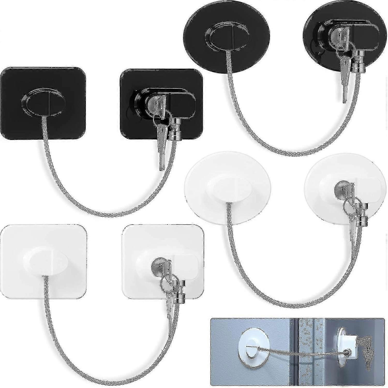 4 Pieces Fridge Lock Refrigerator Lock With 8 Key, Freezer Lock Child