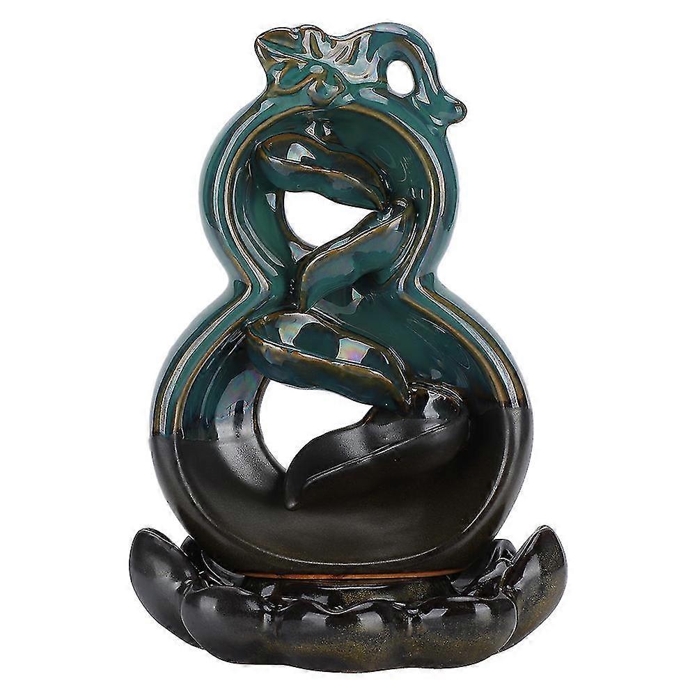 Lotus Base Ceramic Backflow Incense Burner Gourd Shape Home Decoration