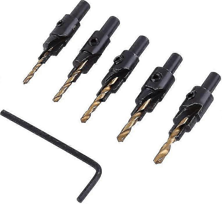 Woodworking Tools, 5pcs Drill Bit, Hardness High 1/4" Round Shank For Drilling Hard Wood