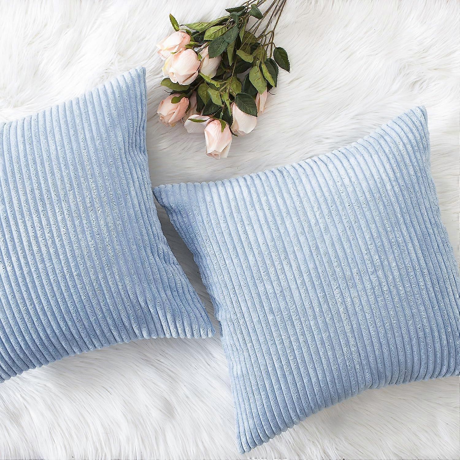Conjunto de 2 Capas de Almofada Macias para Sofá Almofadas para Sofá-cama, 18 x 18 polegadas, Azul