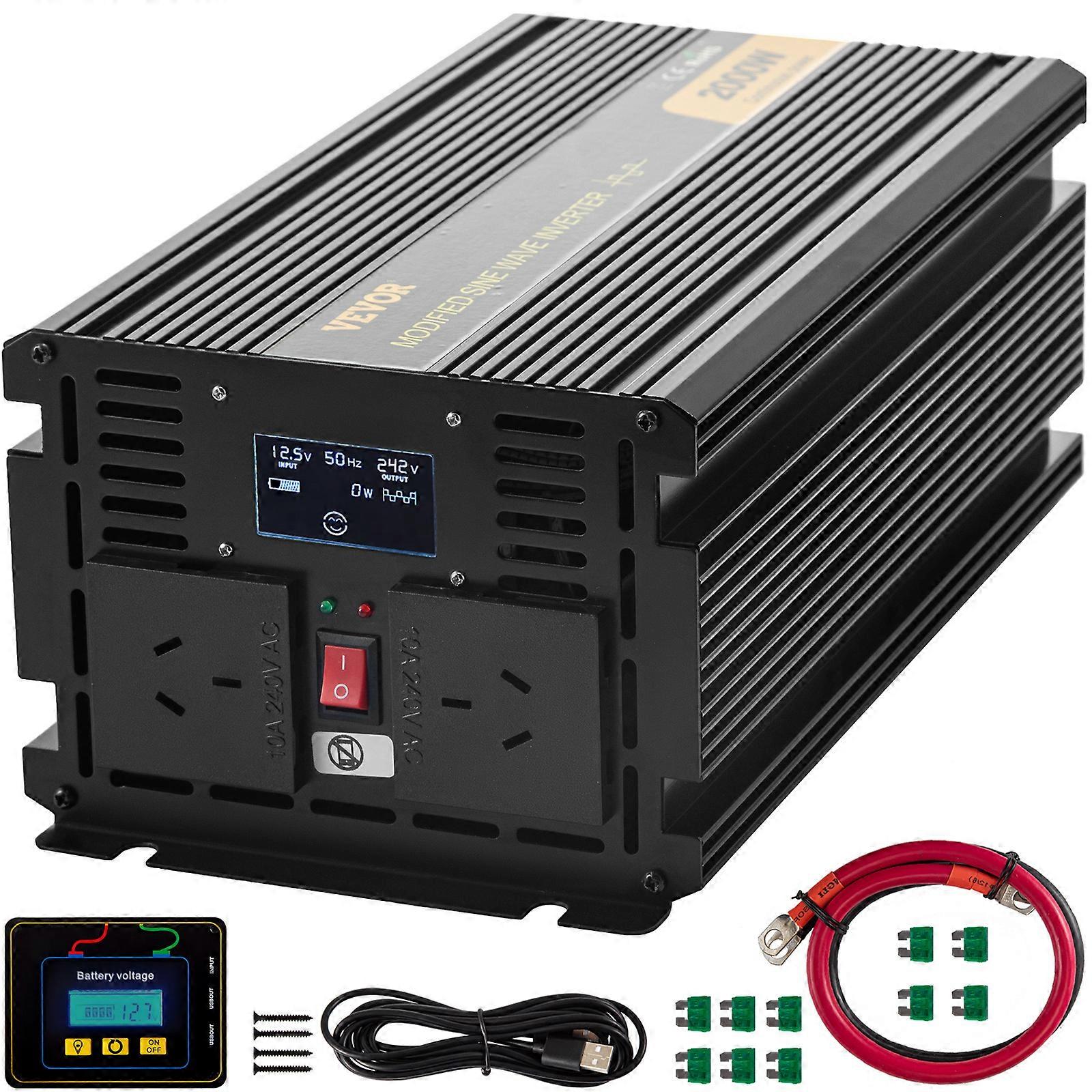 Onduleur Onduleur à onde sinusoïdale modifiée 2000W DC 12V à AC 240V avec LCD