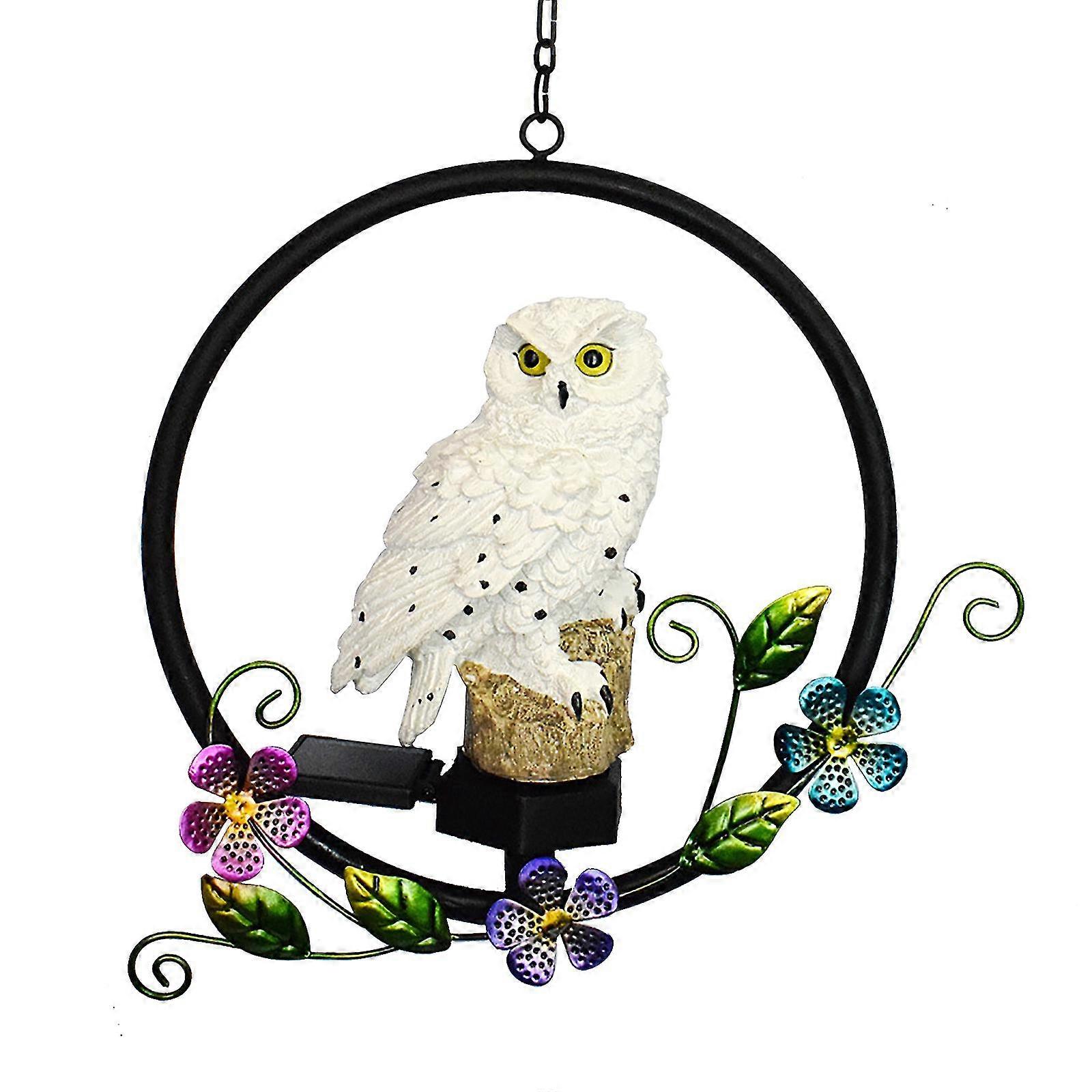 Solar Garden Lights Waterproof Owl Design Resin Chandelier Style for Lawn