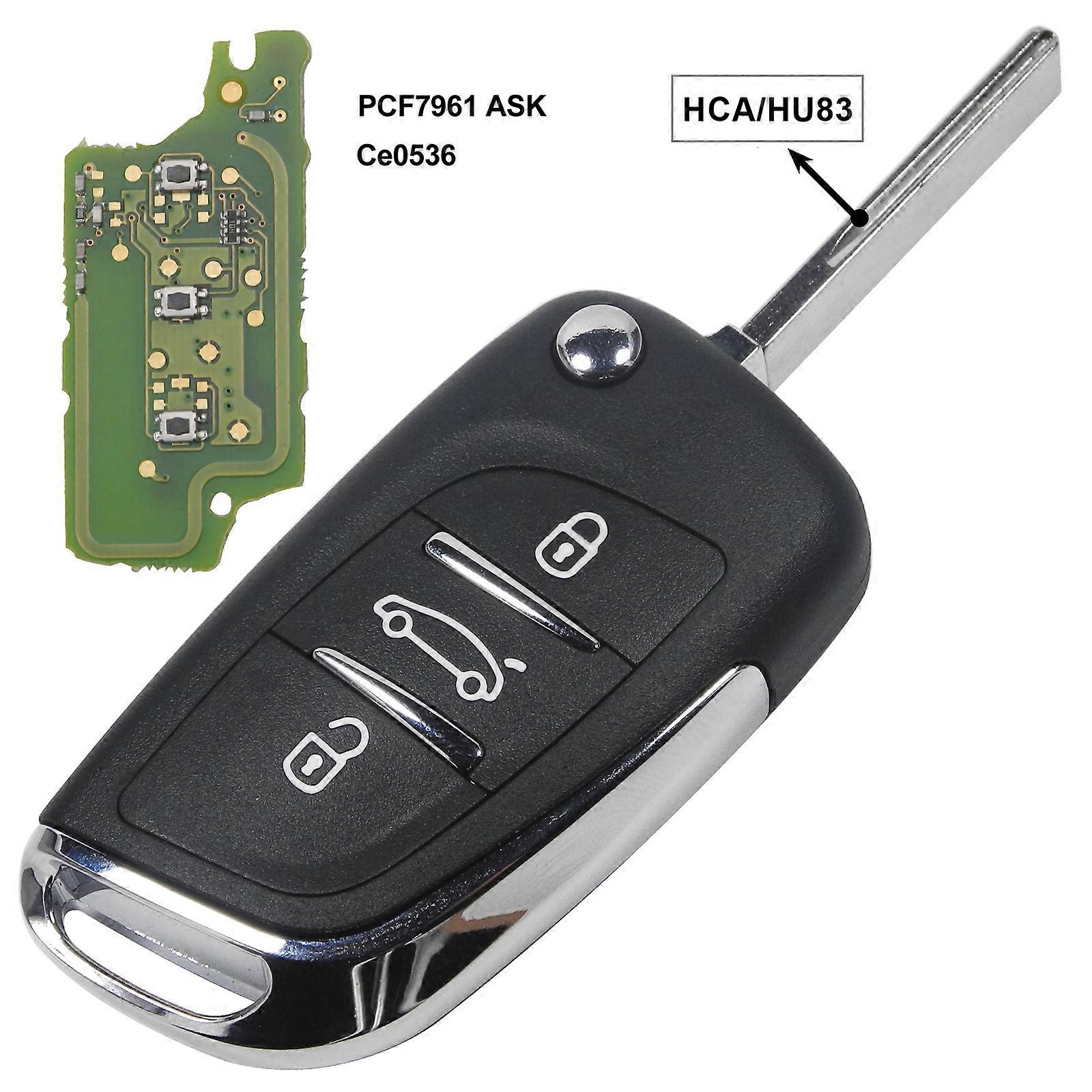 CE0536 2/3 Buttons Modified Flip Car key for Peugeot Partner 307 308 407 408 3008 ASK/FSK 433MHz PCF7961 HU83/VA2