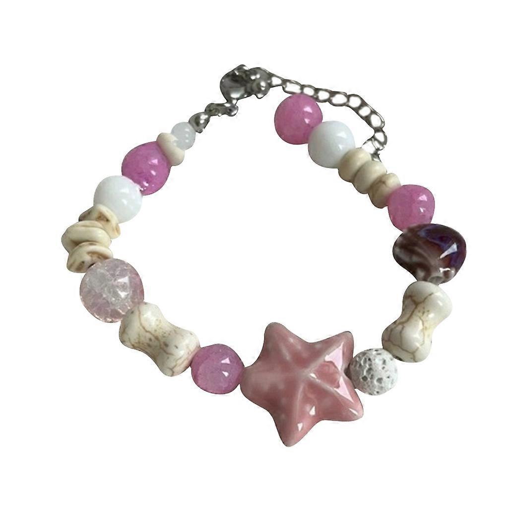 Colorful Ceramic Macaron Beaded Bracelet Starfish Hand Chain Statement Pieces