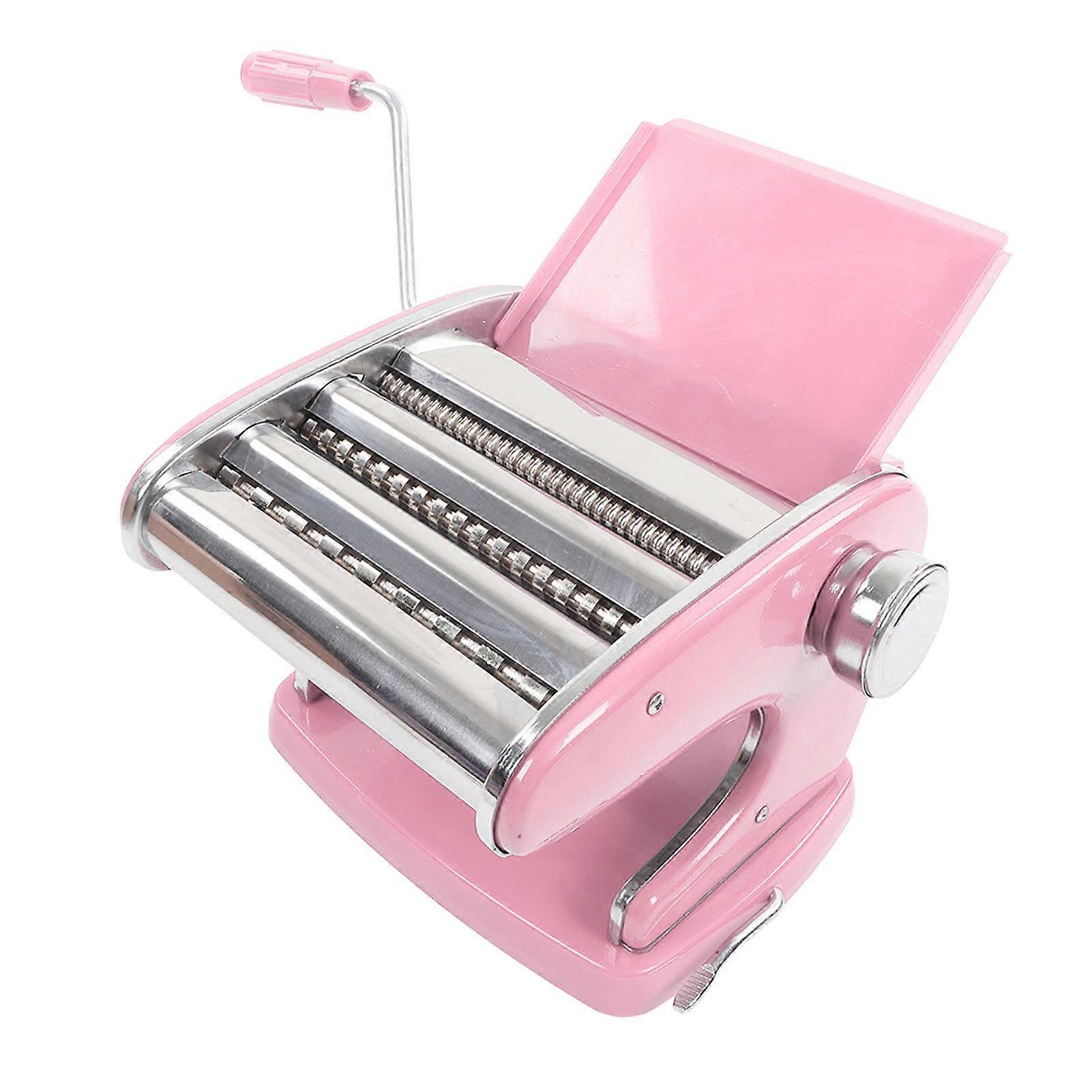 Noodles Maker Multifunction Hand Crank Pasta Machine for Lasagna Fettuccine Dumpling Wrapper Sakura Pink Suction Cup Type 3 Blade