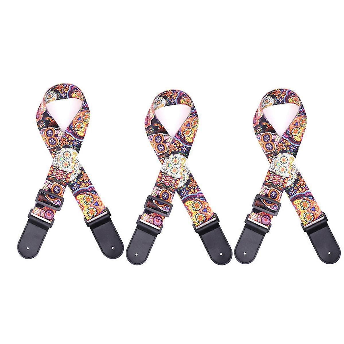 Dödskalle Läder Nylon Fluorescerande Mönster Folk Gitarrrem Elgitarrrem, Akustisk Gitarrrem, E