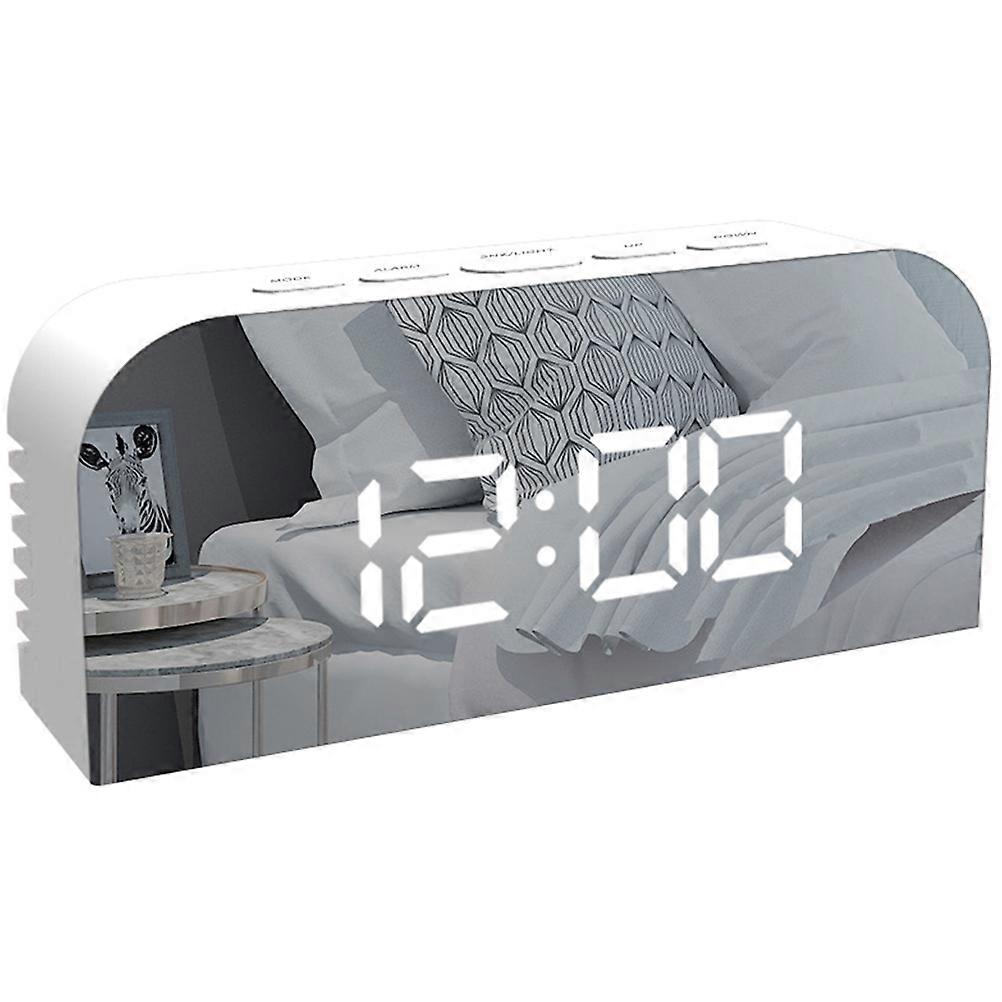 1 Set Mirror Surface Digital Alarm Clock Electric LED Large Display Clock