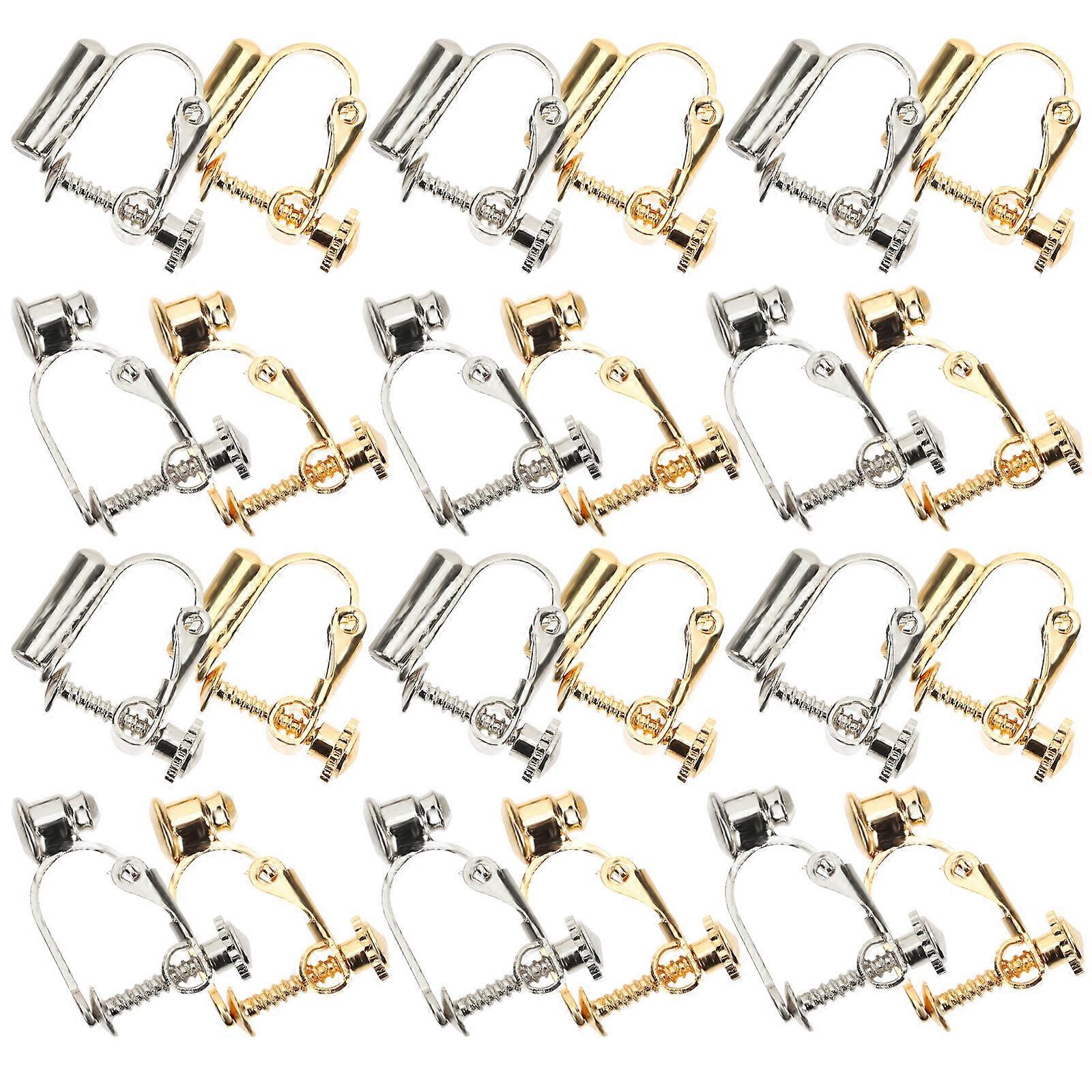 12 Pairs of metal Clip On Earring Converter Safe Non-Pierced Ear Clips Earring DIY Material