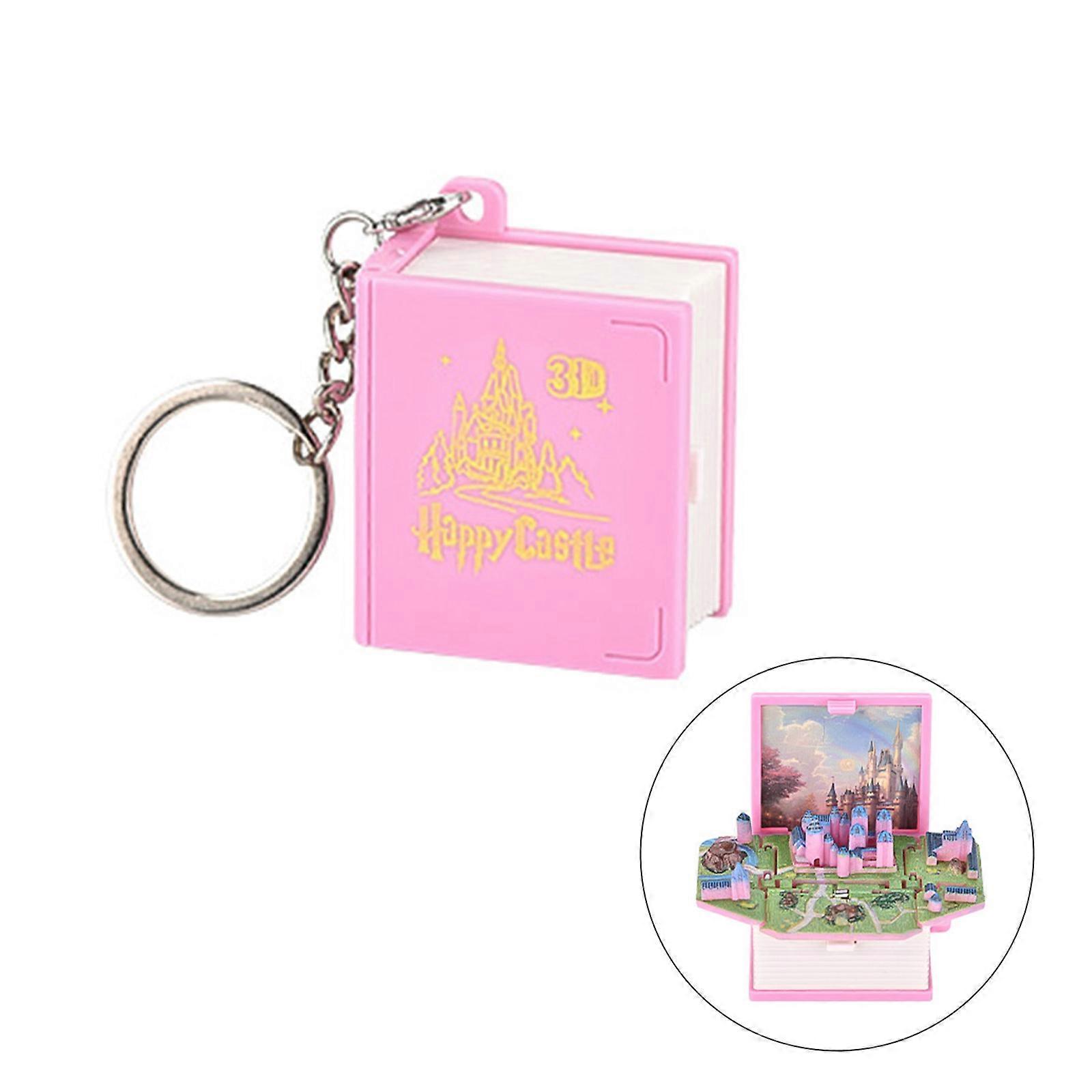 Castle Pendant Keychain 3D Three-dimensional Castle Book Keychain Castle Toys