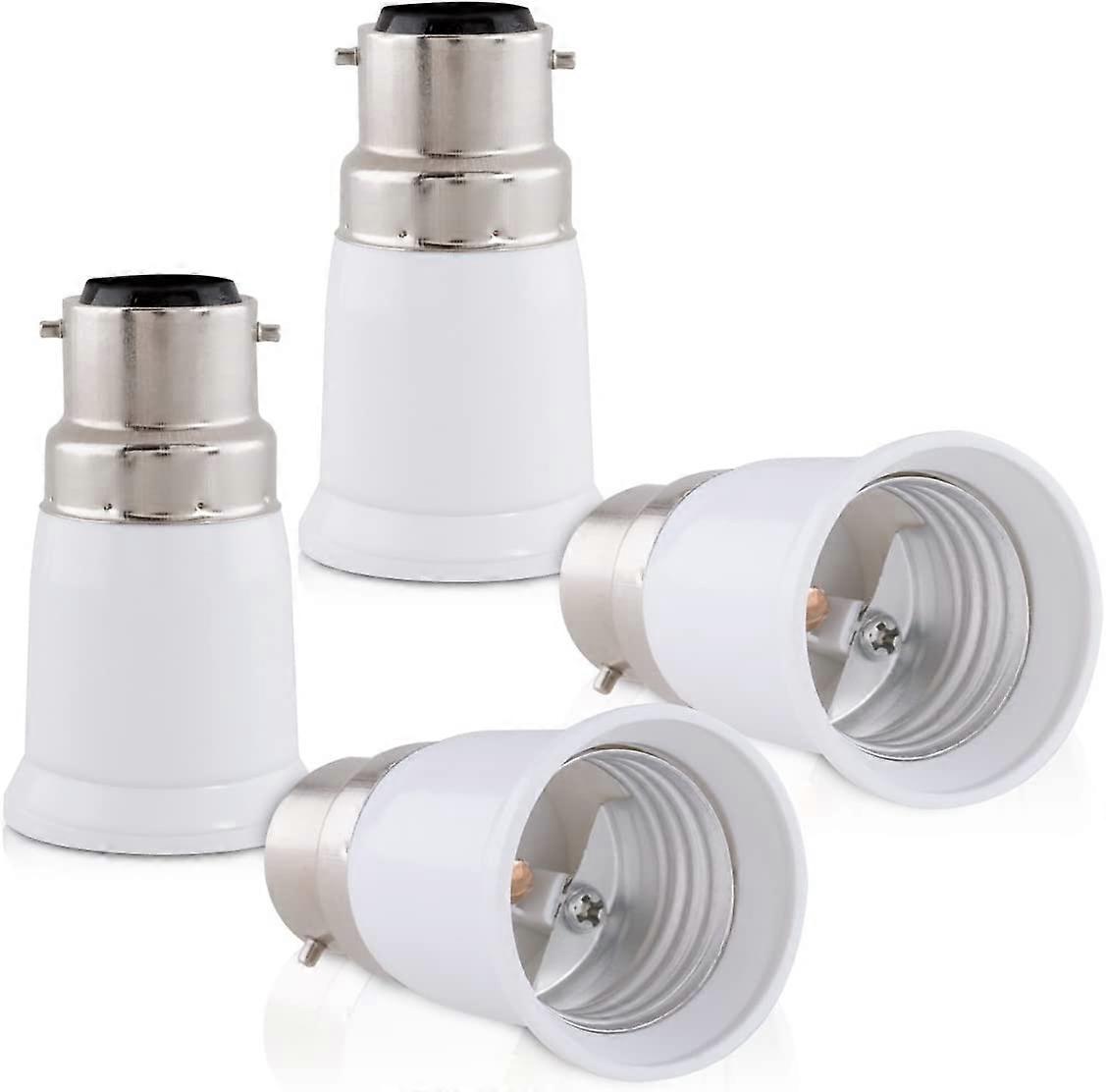 4x Socket Adapter - B22 to E27 Socket Converter - Bayonet Base Lamp Holder Adapter for Halogen LED Bulb