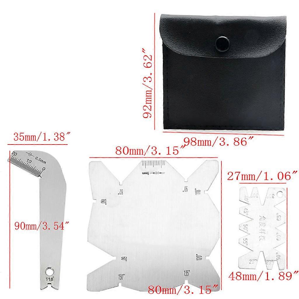 1Set/3Pcs Drill Bits Angle Gauge Dirll Sharpener Tools S/S Inspection Angle Gage