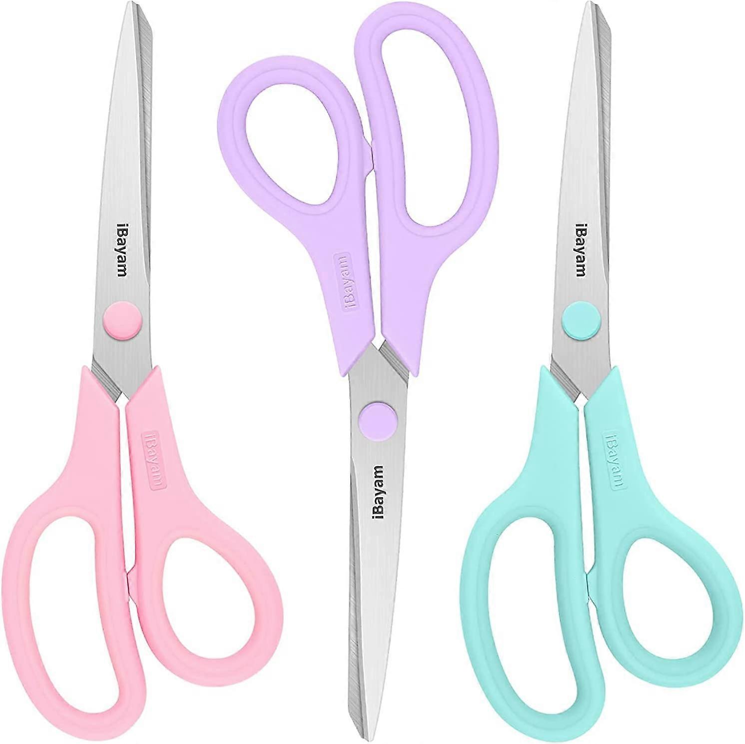 Scissors, 8" Multipurpose Scissors Bulk 3-Pack, Ultra Sharp Blade Shears, Comfort-Grip Handles, Sturdy Sharp Scissors for Office Home School Sewing Fa