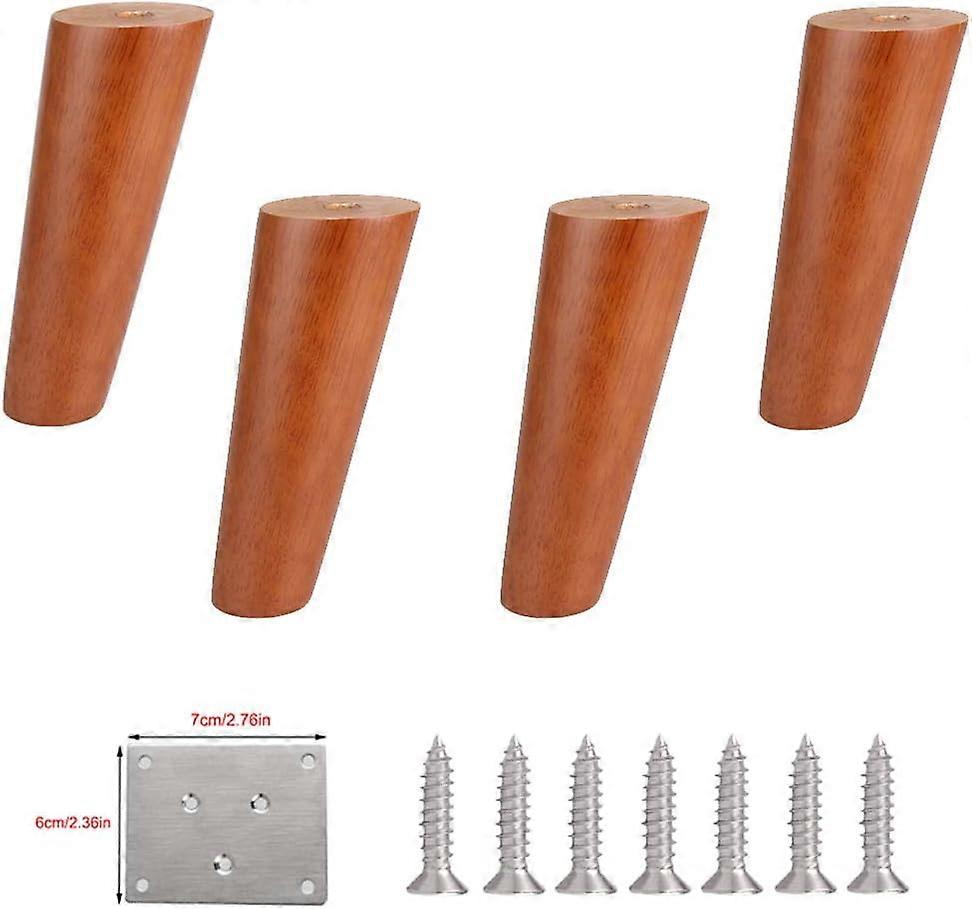 أرجل الأثاث الخشبيمجموعة من 4 أرجل أثاث خشبي ، أقدام أريكة خشبية مستديرة من المطاط الصلب ، أرجل طاولة مطبخ بديلة مخروط مائل ، خزانة ملابس سرير تشاي