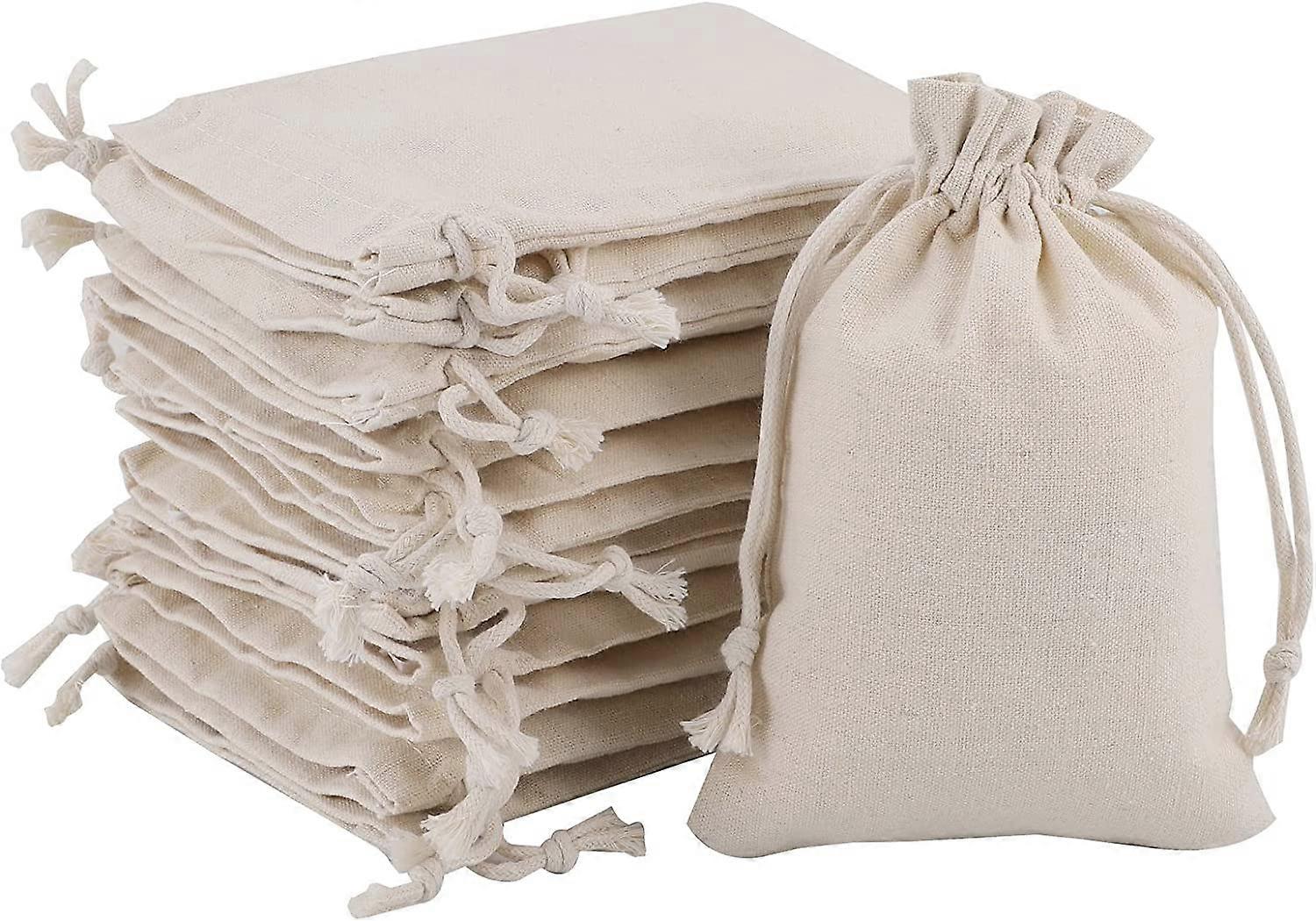 10Pcs Burlap Bags, Hessian Bags Reusable Fabric Bags Small Canvas Drawstring Bags Cotton Muslin Bags