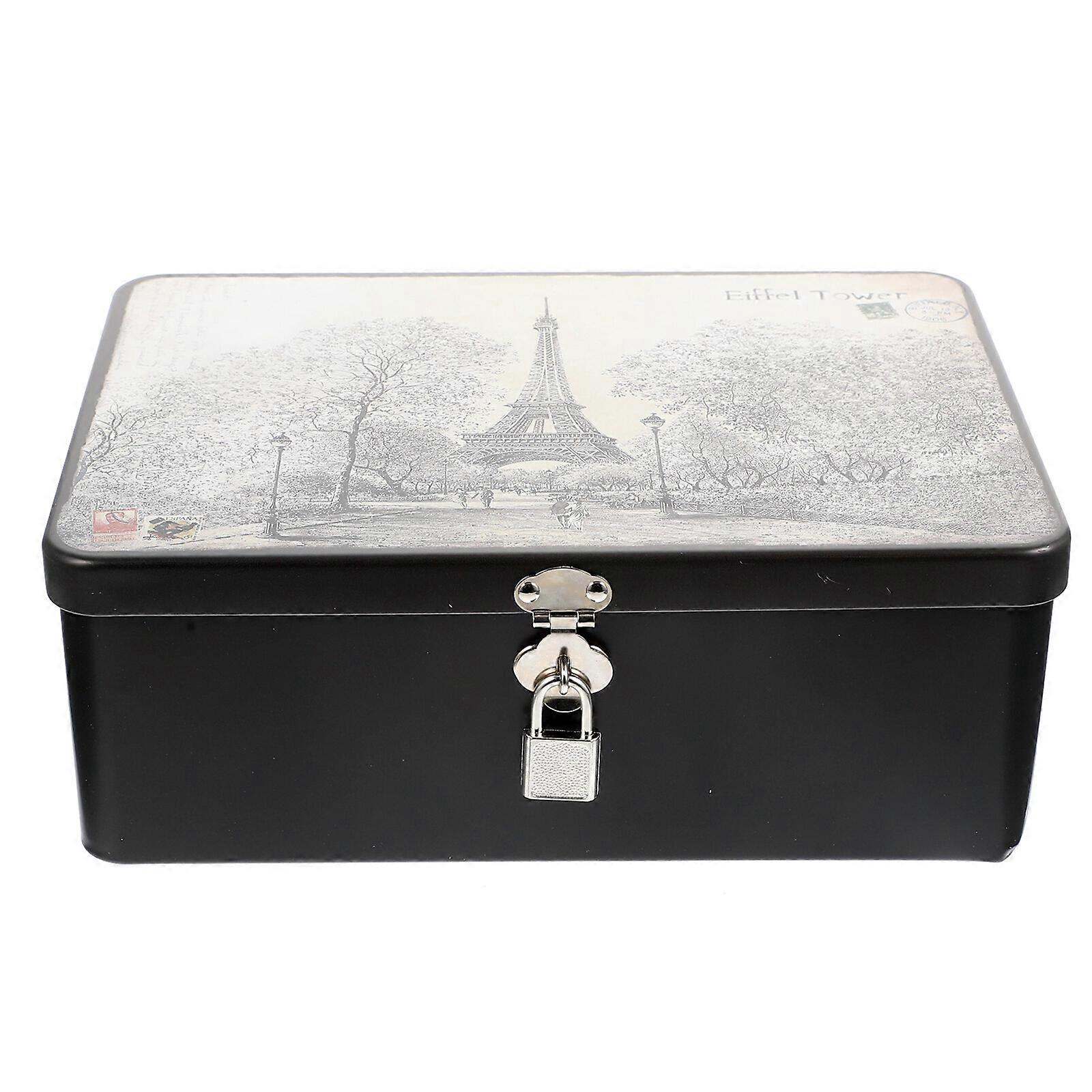 Tinplate Storage Case Tinplate Holder Tinplate Container with Lock and Key