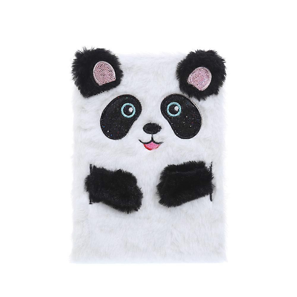 Plush Notebook, Faux Fur Notebook for Kids, Panda Pattern Diary Journal Hardcover Notebook Writing
