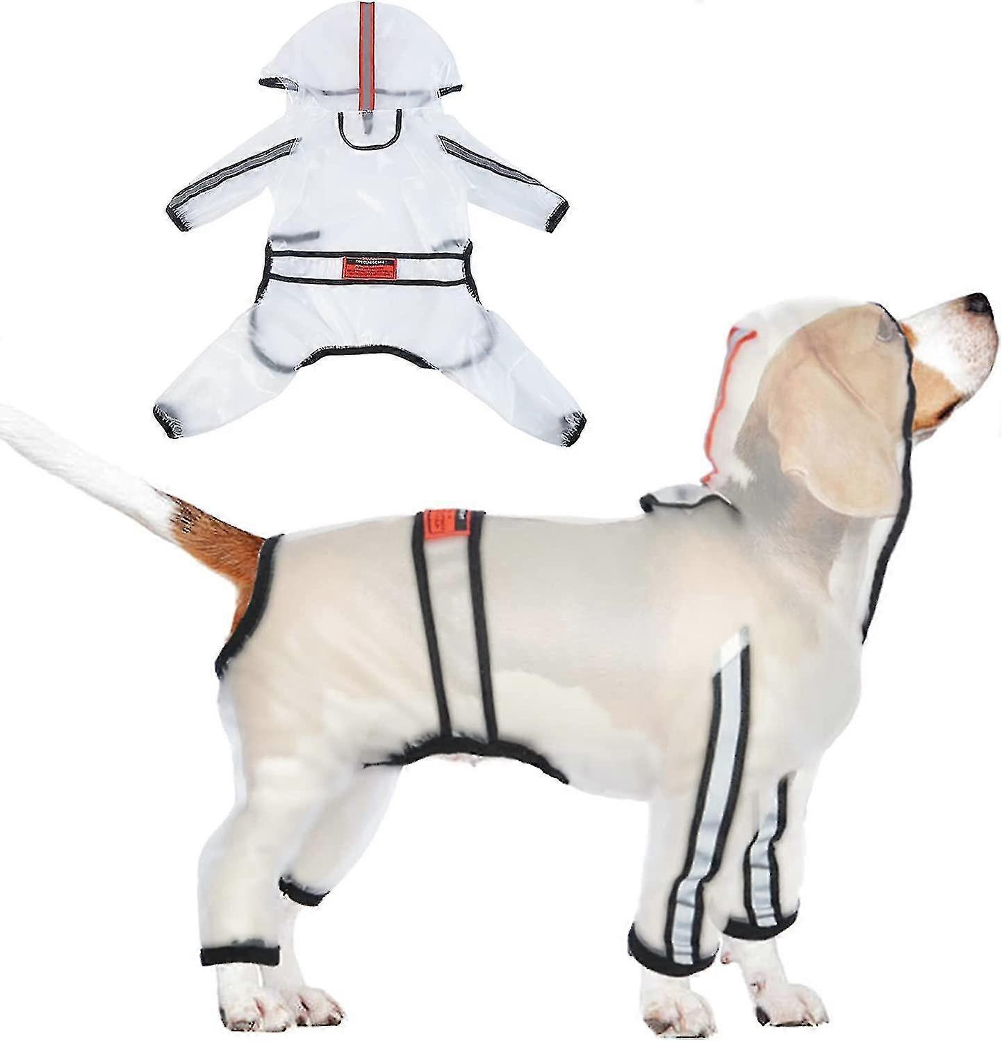 Dog Raincoat With Hood, Waterproof Dog Coat With Reflective Stripes