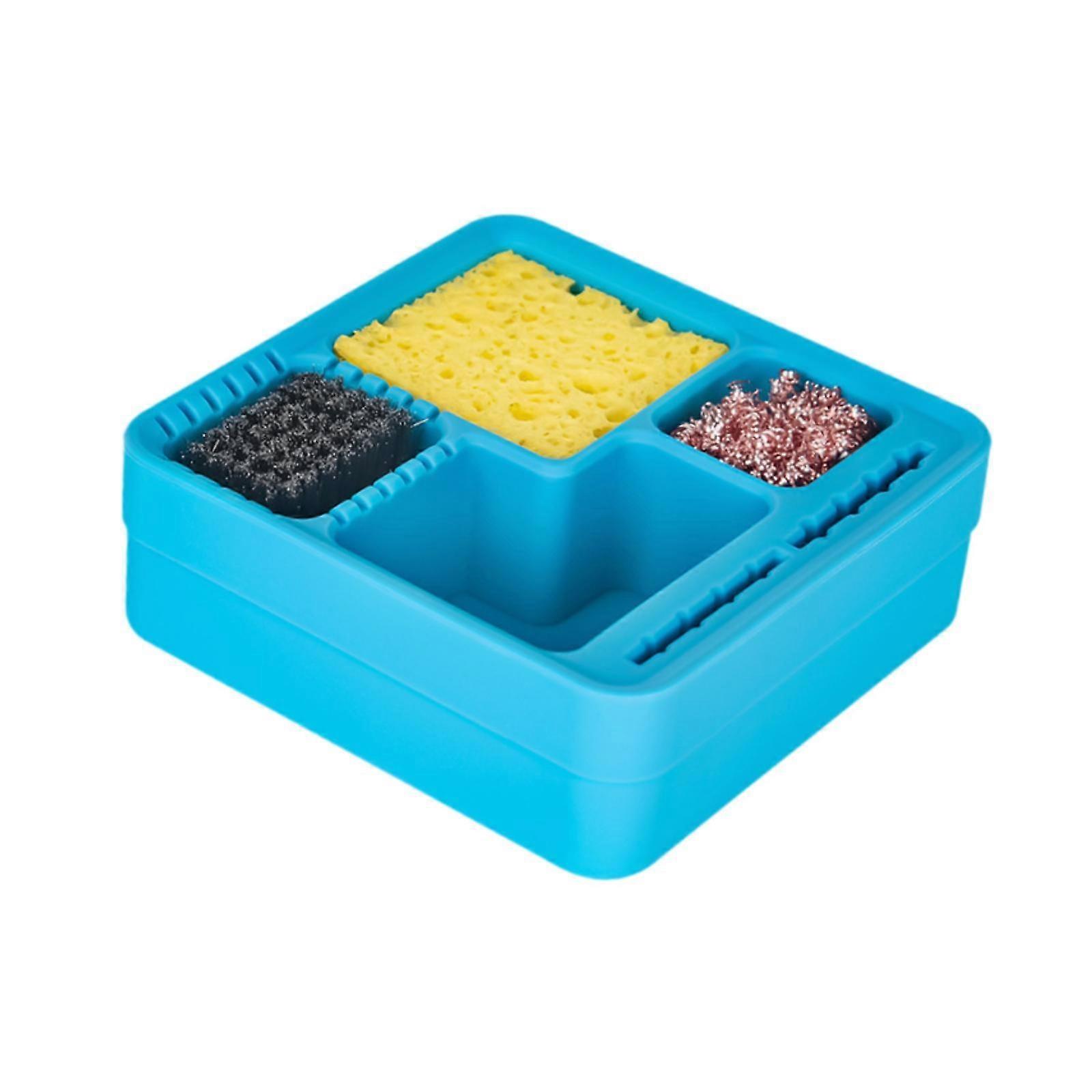 Solder Tip Cleaner Solder Sponge Support Tin Holder Tin Dross Collection Box Blue