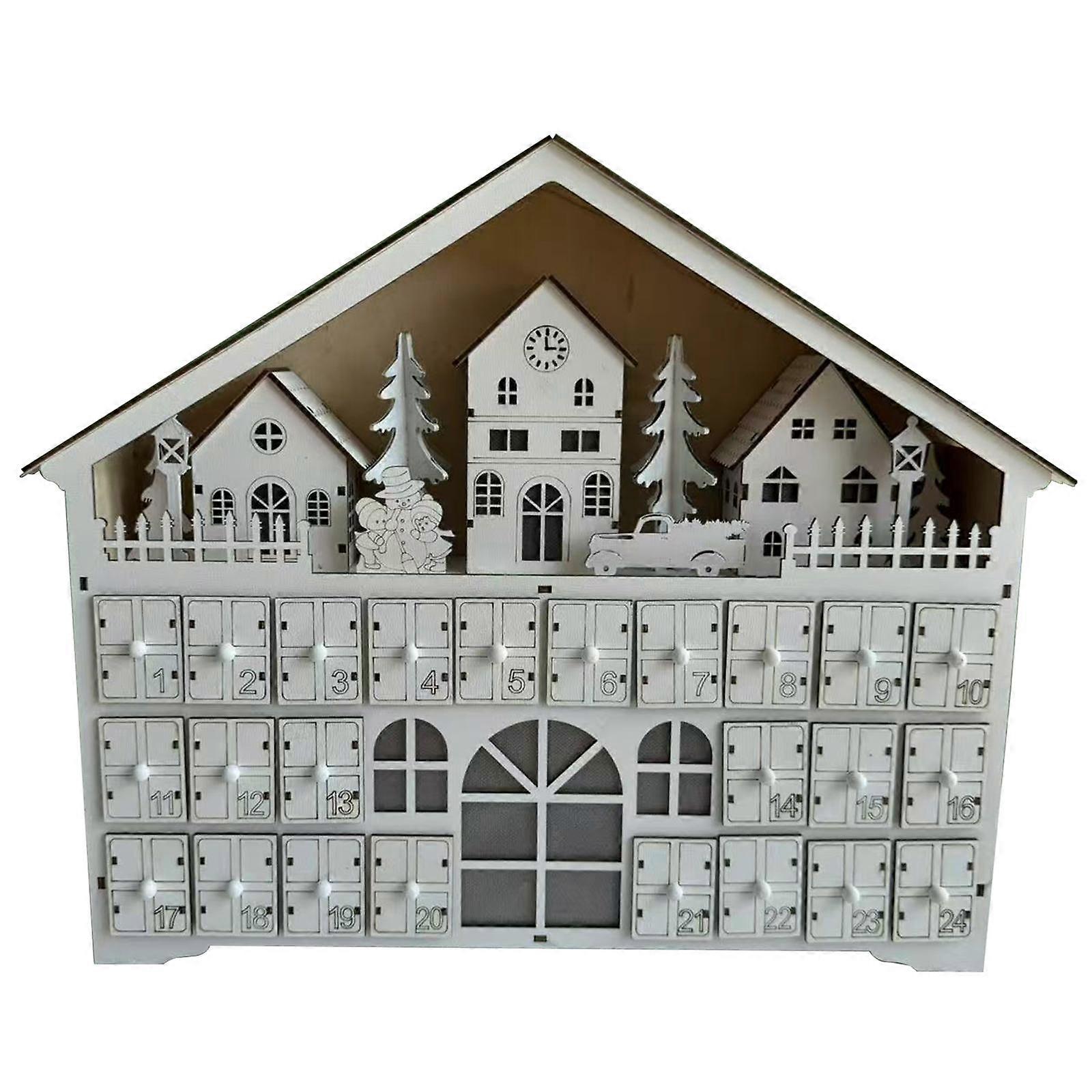 Lighted Advent Calendar Wood 2024 Calendar for Festival Party Favors Desktop