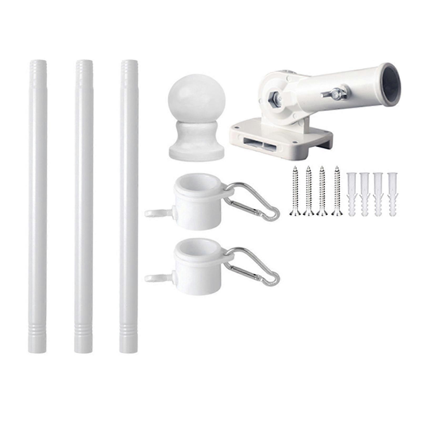 Flag Pole Kit Thickened Stainless Steel Outside Porch Wall Flagpole Entangle Free Rotating Flag Pole Rings Adjustable Multi-Positions Bracket Holder