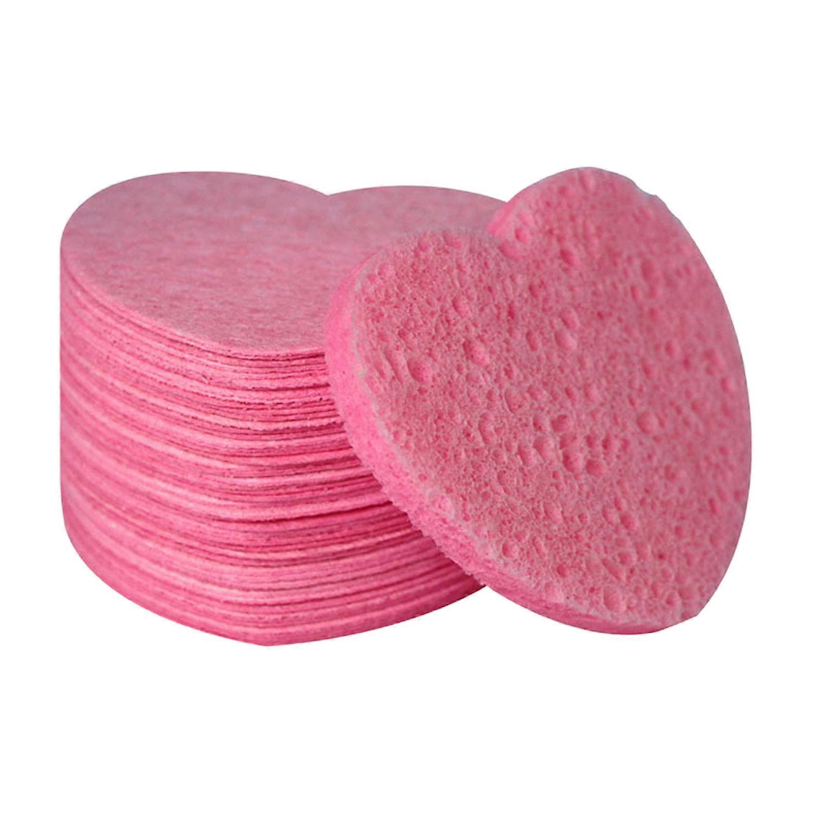 50Pcs Face Scrubbers Easy to Clean Pink Heart Shape Remove Dirt Rich Foam Strong Adsorption Force Cleansing Face Eco-friendly Face Cleansing Sponge Pa