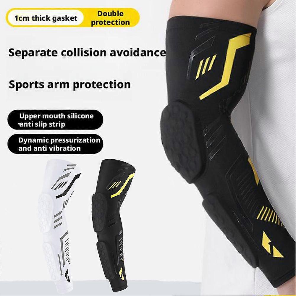 A black and yellow (B) XL$ basketball honeycomb anti-collision arm guard separate anti-collision and anti-slip elbow guard cycling pressure arm