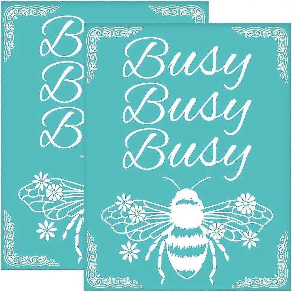 2Pcs 8.6x11 Inch Busy Bee Self-Adhesive Silk Screen Printing Stencil Flower Bee Silk Screen Stencil Spring Theme Reusable Mesh Stencils Transfer for D