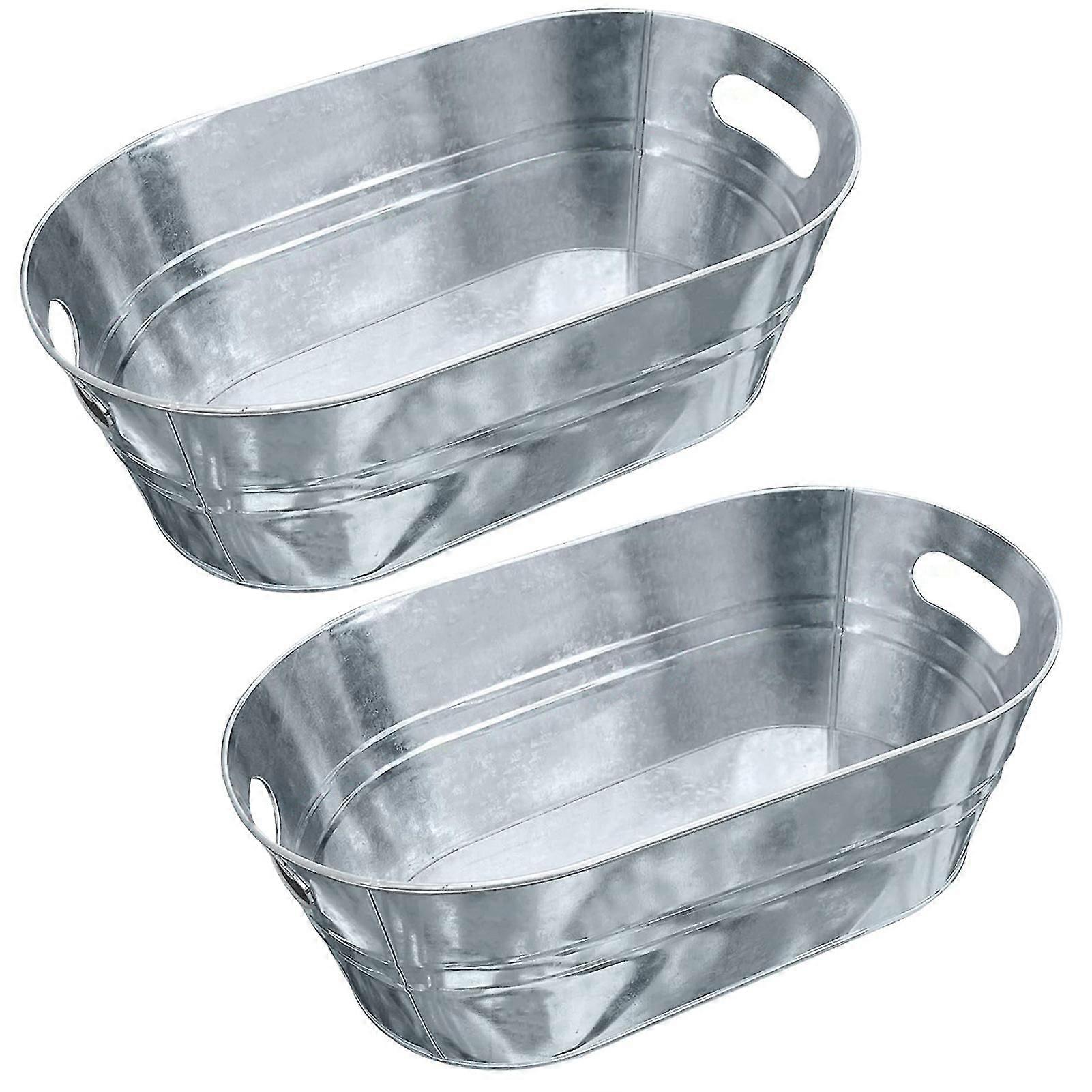 2Pcs 15L Ice Bucket Metal Beer Beverage Ice Tub Large Capacity Drink Cooler Storage Bucket for Party