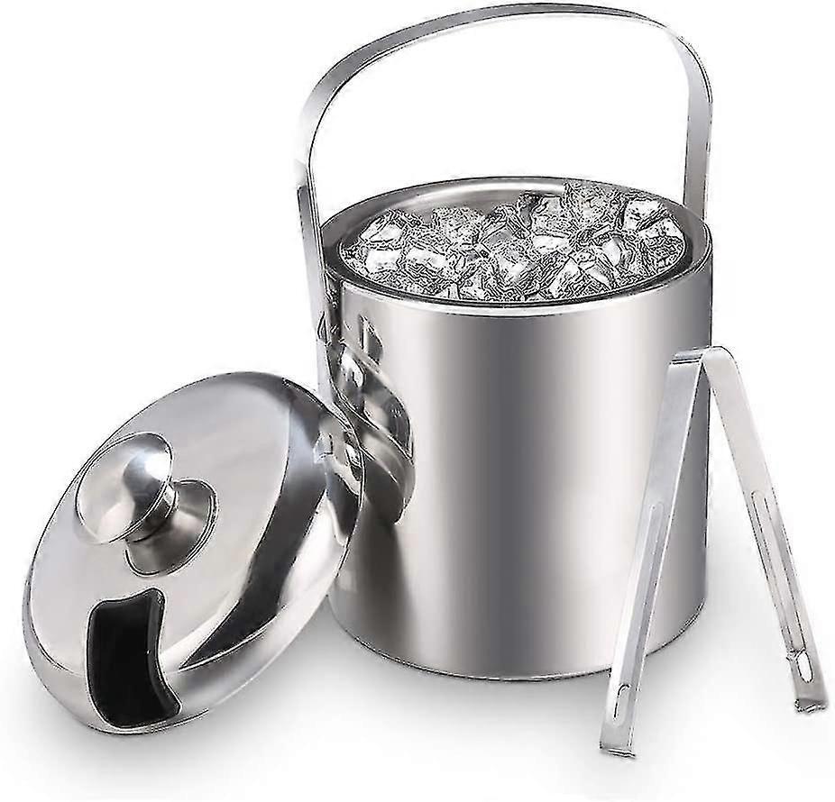 Stainless Steel Ice Bucket, Double-layer Ice Bucket For Bars And Hotels With Lid