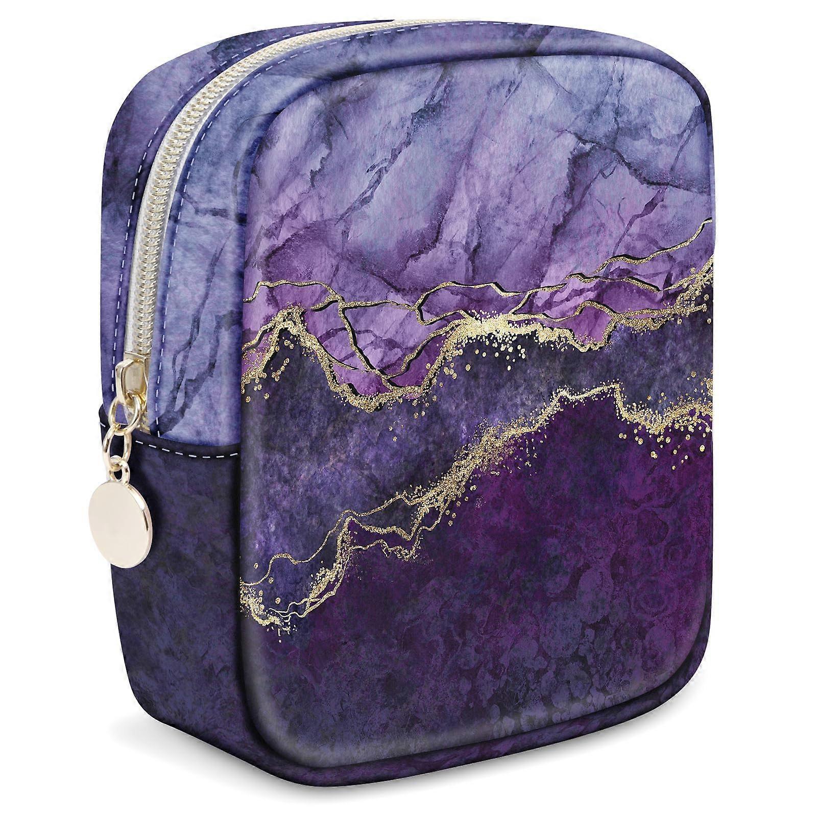 Colourful Patterned Mini Cosmetic Travel Bag with Zipper Closure and Waterproof Lining