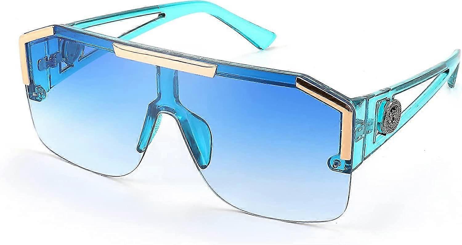 Square Flat Top Shield Sunglasses One Piece Frameless Stylish Women Men UV400 B2765